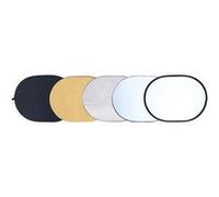 Rollei Pro 5 In 1 Collapsible Reflector 92 X 122 Cm - Réflecteur Professionnel 5 En1 Pliant, 92 X 122 Cm - Réflecteur Pliant Ovale, Avec Des Housses Différentes (diffuseur, Réflecteur Argenté, -doré À