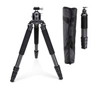 Rollei Rock Solid Alpha Mark III, 166cm Trepied Appareil Photo en Fibre de Carbone Trépied Caméra avec Capacité de Charge de 30kg Tripod de Voyage Noir avec Rotule Sphérique pour Caméscopes DSLR