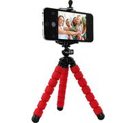Rollei Selfie Mini Tripod - Trépied flexible avec Charge 500 g, Hauteur 160 mm, tête sphérique, pieds en caoutchouc antidérapants in daptateur pour smartphones - Rouge
