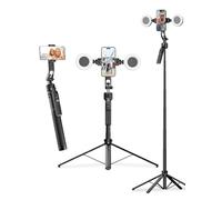 Rollei Trepied Suivi Automatique, Face Tracking Tripod Perche Selfie 163cm avec Lumiere et Télécommande, Stabilisateur Smartphone pour Tiktok Vidéo Vlog, Trépied-Smartphone-Tripod-Selfie-Stick