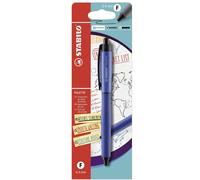Roller à encre avec mécanisme à pression - STABILO PALETTE en bleu - largeur de trait F (0,4 mm) - stylo simple - couleur d'encre bleue