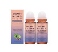 Roller à l'huile de ricin bio et au quartz rose, 50 ml - Pour le corps, les cheveux, la peau, les lèvres et les sourcils (2pcs)