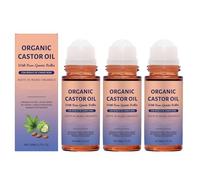 Roller à l'huile de ricin bio et au quartz rose, 50 ml - Pour le corps, les cheveux, la peau, les lèvres et les sourcils (3pcs)