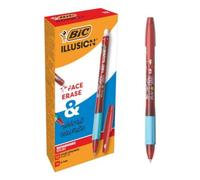 Roller bic gel-ocity illusion pointe moyenne 0,7mm grip caoutchouc encre effacable et rechargeable rouge + 2 recharges