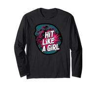 Roller Derby Hit Like A Girl Empowering Skater Design Manche Longue