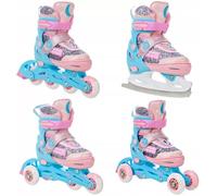 Roller En Ligne Etta Du 34 Au 37 + Patin A Roulette + Patin A Glace + Triskate Enfant Mixte Taille Ajustable Rose Raven Rose