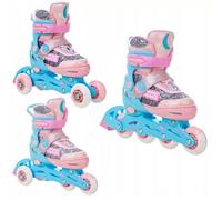 Roller En Ligne Etta Du 34 Au 37 + Patin A Roulette + Triskate Enfant Mixte Taille Ajustable Rose Raven Rose