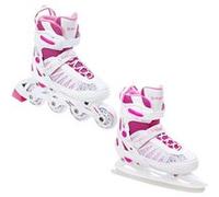 Roller en ligne Grace du 28 au 32 + patin à glace Adulte Mixte taille ajustable Raven Blanc/Rose