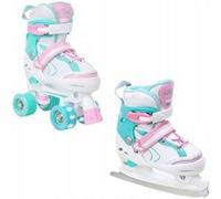 Roller en ligne Lia Quad du 30 au 33 + patin a glace Adulte Enfant Mixte taille ajustable Raven Blanc/Menthe