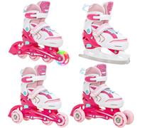 Roller En Ligne Lia Roue Led Du 27 Au 30 + Patin A Roulette + Patin A Glace + Triskate Enfant Mixte Taille Ajustable Blanc/Rose Raven Blanc