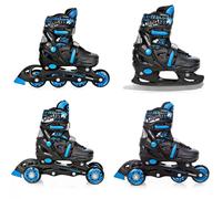 Roller En Ligne Nollan Du 30 Au 33 + Patin A Roulette + Patin A Glace + Triskate Enfant Mixte Taille Ajustable Noir/Bleu Croxer Bleu