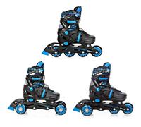 Roller En Ligne Nollan Du 34 Au 37 + Patin A Roulette + Triskate Enfant Mixte Taille Ajustable Noir/Bleu Croxer Bleu