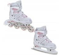 Roller en ligne Optima blanc du 31 au 34 + patin à glace Adulte Enfant Mixte taille ajustable Croxer G