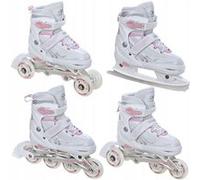Roller en ligne Optima blanc du 31 au 34 + patin à roulette + patin à glace + triskate Adulte Enfant Mixte taille ajustable Croxer G