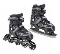 Roller en ligne Optima du 35 au 38 + patin a glace Mixte taille ajustable Croxer Noir