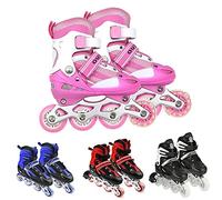 Roller en Ligne, Patin à roulettes, Rollers Enfant Patins à Glace réglables 3 en 1 pour Fille et garçon,41 * 35 * 11.5cm, Flash Simple, Rose, Taille M