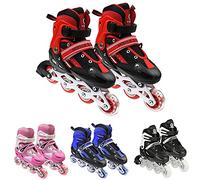 Roller en Ligne, Patin à roulettes, Rollers Enfant Patins à Glace réglables 3 en 1 pour Fille et garçon,Flash Simple, Taille M,Rouge