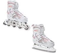 Roller en ligne Pulse blanc du 33 au 36 + patin a glace Adulte Enfant Mixte taille ajustable Raven Blanc/Rose G