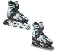 Roller en ligne Pulse du 33 au 36 + patin a glace Adulte Enfant Mixte taille ajustable Raven Noir/Menthe G