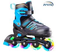 ROLLER en Ligne Reglable - Roller Fille/Femme/Garçon - Rollers Enfants - Roller Lumineuse - Bleu - 4 Tailles Réglables 31/34