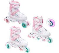 Roller en ligne Rosie roue LED du 28 au 32 + patin à roulette + triskate Adulte Mixte Raven Blanc/Rose G