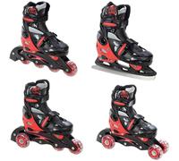 Roller En Ligne Singer Du 37 Au 40 + Patin A Glace Enfant Mixte Taille Ajustable Noir/Rouge Raven Noir