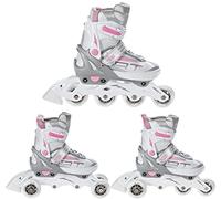 Roller Profession Taille Ajustable et modulable RAVEN - Blanc/Rose, 35 au 39, Version 3en1