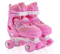 Roller Enfant Fille, Patins à roulettes pour Enfants, Garçons et débutants, 4 Tailles, Réglables, Adaptés pour L'intérieur et L'extérieur (Rose, M)
