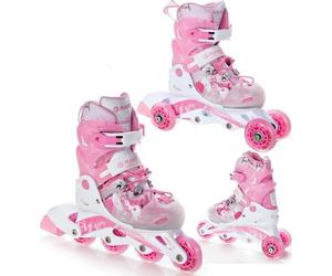 Roller fille transformable RAVEN Princess - Blanc/Rose - Pointure ajustable - 3 en 1 26/29