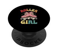 Roller Girl Cute Pink Skates Retro Skating années 80 Patineuse drôle PopSockets PopGrip Adhésif