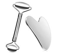 Roller&Gua Sha Scraping Massage Tool,Gua Sha Masseur,Rouleau beauté visage,pour détend la peau,le rajeunir la peau,Acier Inoxydable