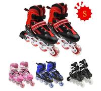 Roller in line pour enfants - B.LIVEM - M : 27 à 32 - Patins à roulettes réglables - Roues Flash - Rouge S