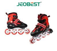 Roller in line pour enfants - JEOBEST - 27 à 32 - Patins à roulettes ajustables - Noir et Rouge S