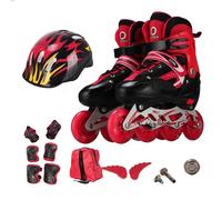 Roller Inline débutant Roue souple LED Illuminée- Réglable du 27 au 31 - enfants adulte +Boîte à musique + Casques et protecteurs L