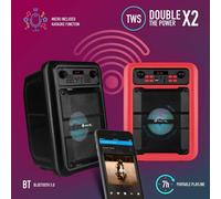 Roller Lingo Black - Enceinte Portable 20W Avec Technologie Bluetooth 5.0 Et True Wireless Stereo,Avec Microphone Pour Karaoke Et Écléirage Led Incorporé (Usb/Microsd/Line In/Entrée Micro),Noir