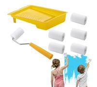 Roller Paint Brush Kit - PVC Sponge 2in 5.08cm Mini Paint Roller Edger Set With Tray | Home Painting Supplies Combo Brush Set For Wall Ceiling Room Indoor Outdoor Painting