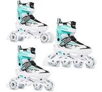 Roller Profession Taille Ajustable et modulable RAVEN - Blanc/Menthe, 31 au 35, Version 3en1