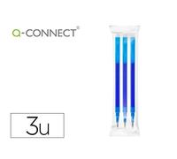 Roller Q-Connect Encre Effaçable Couleur Bleu - Set De 3