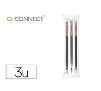Roller Q-Connect Encre Effaçable Noir - Set De 3 - Rechargeable - Pointe Moyenne