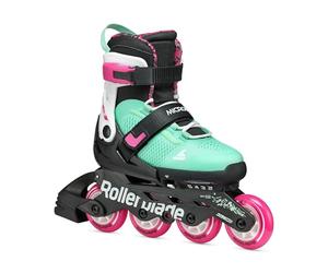 Rollerblade Microblade XT Rollers en Ligne pour Fille, Rollers de Fitness, Noir/Vert océan, Pointure 33-36,5