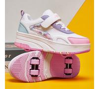 Rollers à 4 roues pour adolescents - Chaussures de skate amovibles avec sangle, tige en PU + maille, imprimé camouflage - Chaussures de glisse sportives pour le plaisir en extérieur EUR34,EUR35,EUR36,