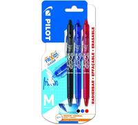 Rollers effaçables - PILOT - Frixion Ball Clicker Moyen - Encre assortie - Pointe moyenne - Lot de 3