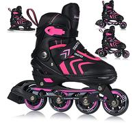 Rollers en ligne 4 en 1 - Patins à glace réglables pour enfants et adultes - Roulements ABEC7 - Tailles 29-43 (L (39-43))