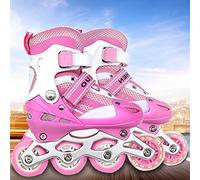 Rollers en Ligne Enfant Ajustables - Garçon & Fille, Taille 35-38, ABEC 7, 4 Roues - Confortables et Stylés - Code M - Rose