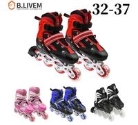 Rollers en Ligne pour Enfants - B.LIVEM - Réglable-Taille M-Rouge- Garçons et Filles M