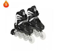 Rollers en ligne, QUIIENCLEE, patins à roulettes d'extérieur réglables enfant taille S, châssis en alliage d'aluminium, noir 32