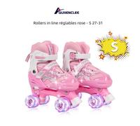 Rollers in line réglables QUIIENCLEE - rose - S 27-31 - roues en pvc flash S