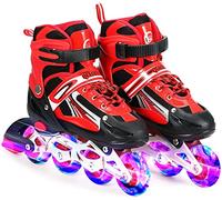 Rollers pour Enfants/Adolescents, à Taille réglable - roulis Avant Luminous - Rouge L (38-41)