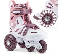 Rollers réglables pour enfants - CARIBOO - Ballerina S (31-35) - Boucles ajustables - Roues lumineuses ABEC-7 - Coque rigide 31/35