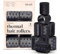 Rollers Thermiques en Céramique Kitsch - Rollers Auto-agrippants pour Cheveux Longs, Boucles pour Cheveux Courts et Moyens, Volume et Curls, Noyau Revêtu Céramique, Faciles à Utiliser, 8pcs Noires